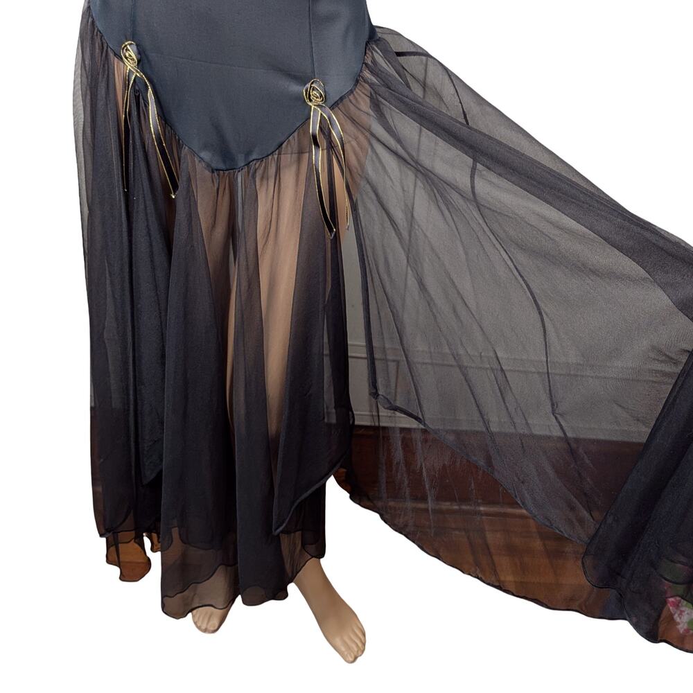 VTG 80s Frederick’s of Hollywood Dress Black Gold Asymmetric Whimsigoth Rare S/M - Picture 5 of 10